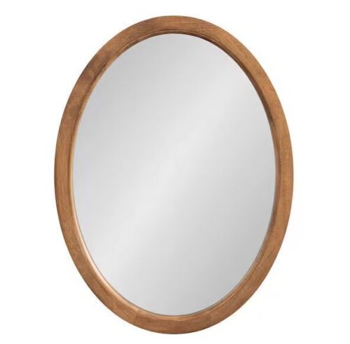 Kate and Laurel Hogan 18 in. W x 24 in. H Rustic Brown Oval Farmhouse Framed Decorative Wall Mirror - Lot 853JF