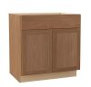 Hampton Bay Sinclair 33 in. W x 24 in. D x 34.5 in. H Assembled Base Cabinet in Shaker Saddle Oak - Thumbnail 1