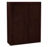 Hampton Bay Shaker 33 in. W x 12 in. D x 42 in. H Assembled Wall Cabinet in Java - Thumbnail 1