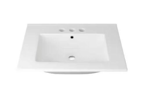 Eridanus Tucson 24 in. W x 18 in. D Vitreous China Vanity Top in White with 3 Faucet Holes (4 in. Centerset) - Lot 867JF