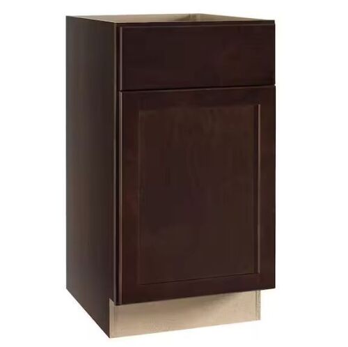 Hampton Bay Shaker 18 in. W x 24 in. D x 34.5 in. H Assembled Base Cabinet in Java - Lot 56JF