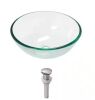 LORDEAR 14 in. Above Counter Round Bathroom Vessel Sink Bowl in Clear Glass with Faucet Drain - Thumbnail 1