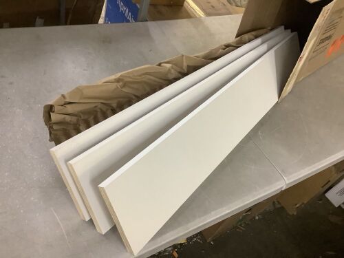 Lot of (3) Hampton Bay Hampton/Shaker 6 in. W x 36 in. H x 0.75 in. D Wall Filler in Satin White - Lot 876JF