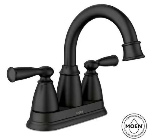 MOEN Banbury 4 in. Centerset Double Handle High-Arc Bathroom Faucet in Matte Black - Lot 886AJF