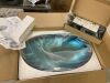 Bathroom Oval Glass Vessel Sink with Faucet in Ocean Blue - Thumbnail 3