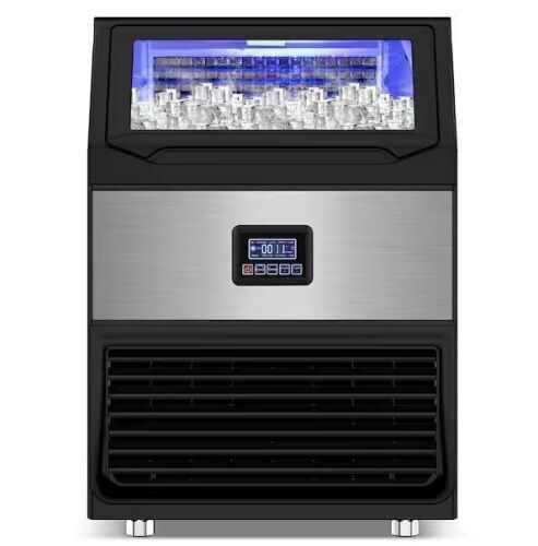 Gilati Commercial Ice Maker 300 lb./24 H Freestanding Ice Maker Machine with 75 lb. Storage, Stainless Steel - Dented - Lot 7JF