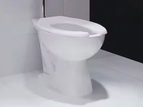 Swiss Madison Sirene Floor-Mounted Comfort Height Commercial Elongated Top Flush Spud Flushometer Toilet Bowl Only in Glossy White - Lot 25JF