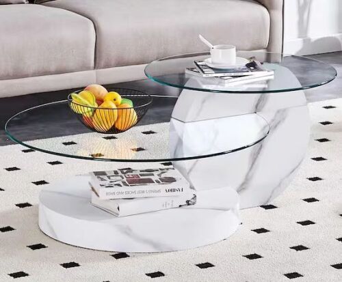 Polibi Modern 31.5 in. Transparent Round Glass Coffee Table - Lot 29JF