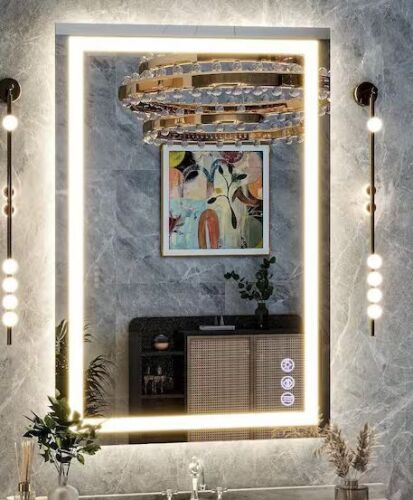 Lot of (2) 26 in. W x 38 in. H LED Light Anti-Fog Rectangular Modern Frameless Vanity Mirror - Lot 33JF