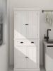 FUNKOL White Field-Character MDF Cabinet with 4 Doors, 1 Drawer and 2 Adjustable Shelves, 29.92in x 15.75in x 71.65in - Thumbnail 1