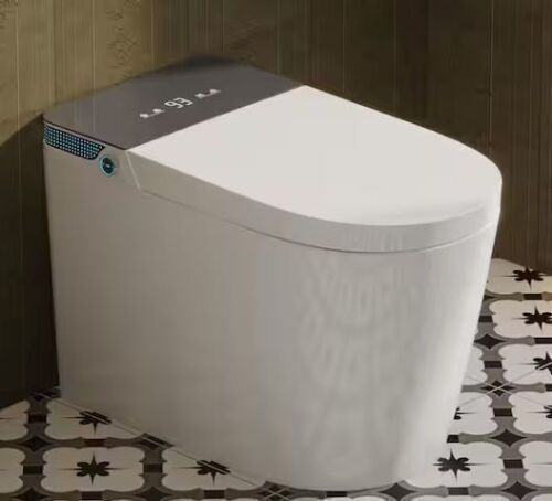 YULIKA Elongated Smart Bidet Toilet 1.28 GPF in white with Bidet Seat Auto Open and Close, Auto Flush, Foot Sensor Operation - Lot 10JF