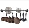 38 in. Black Wall Mounted Pot Bar Rack with 14 S Hooks - Thumbnail 1