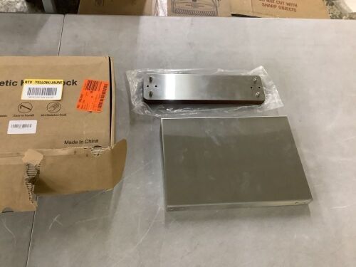 Double Sided Stainless Steel Magnetic Knife Block with Wood Base - Missing Hardware - Lot 891JF