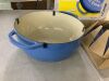 Lodge 7.5 qt. Blue Enameled Cast Iron Dutch Oven - Small Chip on Handle - Thumbnail 2