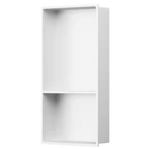 BWE 13 in. W x 19 in. H x 4 in. D Bathroom Shower Niche Over Mount Installation in White - Lot 910JF
