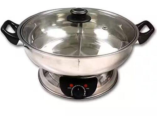 Sonya Shabu 7.75 in. Stainless Steel Electric Wok Mongolian Hot Pot with Broiler - Lot 924JF