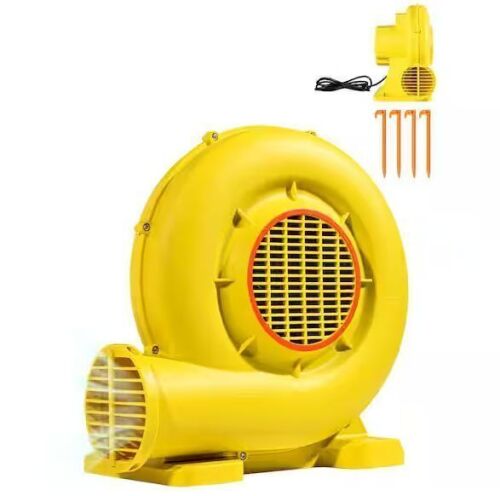 VEVOR 12.1 in. 2 Speeds Blower Fan in. Yellow with 0.5 and 0.6 HP Air Pump for Bounce House, Bouncy Castle - Lot 931JFf