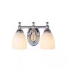 Lot of (2) Hampton Bay Solomone 13.4 in. 2-Light Polished Chrome Bathroom Vanity Light Fixture with Opal Glass Shades - Thumbnail 1