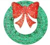 Pre-Lit Outdoor Christmas Wreath, LED Metal Holiday Decor w/ Bow - 48in - Thumbnail 1