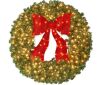 Pre-Lit Artificial Fir Christmas Wreath w/ Red Bow, 30in - Thumbnail 1