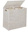 Large Water Hyacinth Double Laundry Hamper Basket - Thumbnail 1