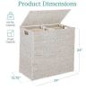 Large Water Hyacinth Double Laundry Hamper Basket - Thumbnail 4
