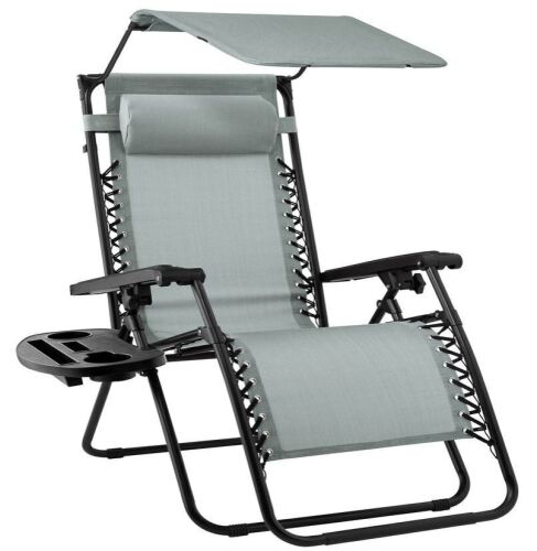 Folding Zero Gravity Recliner Patio Lounge Chair w/ Canopy - Lot 126