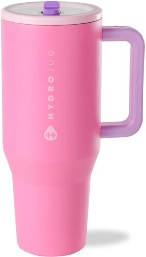 40 oz Water Bottle with Handle & Flip Straw - Fits in Cup Holder, Leak Resistant Tumbler-Reusable Insulated Stainless Steel & Rubber Base - Gifts for Women & Men - Lot 7210