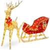 Lighted Christmas Reindeer & Sleigh Outdoor Decor Set w/ LED Lights - Thumbnail 1