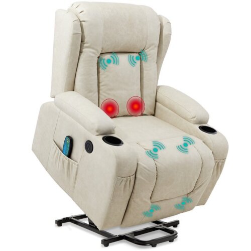 Electric Power Lift Recliner Massage Chair Furniture w/ USB Port, Heat, Cupholders - Lot 7213
