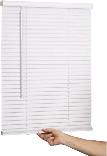 Cordless Mini Blind, 1" Vinyl Slats, Window Blinds for Home and Office, Interior Door Blinds - Light Filtering - Lot 7329