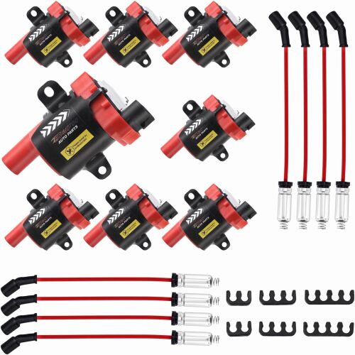Pack of 8 Ignition Coil Pack and Spark Plug Wires Set Compatible with Chevy Express Silverado Suburban GMC Savana Sierra Yukon XL Cadillac Escalade - Lot 7331
