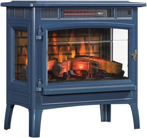 Freestanding Electric Fireplace Stove Heater with 3D Flame Effect for 1,000 Sq. Ft. Room - Lot 7333