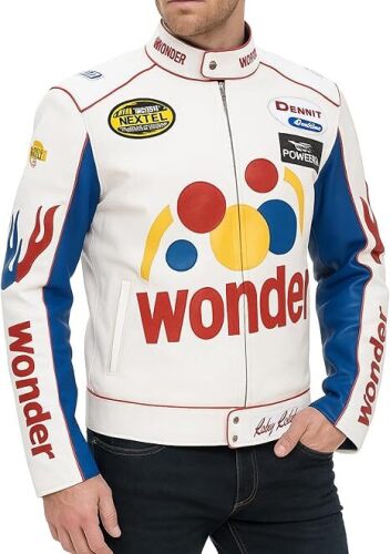 Ricky Bobby White Racing Faux Leather Jacket - Lot 7337