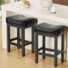 Counter Height Bar Stools Set of 2, 24 Inch Barstools for Kitchen Island Counter, Bonded Leather Kitchen Stools with Thick Saddle Seats & Heavy Duty Metal Base, Easy Assembly - Thumbnail 1