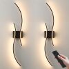 Battery Operated Wall Sconces Set of Two with Remote Control, Battery Wall Light, Stepless Colors 3000K-6000K & Dimming, Black Rechargeable Wall Sconces for Living Room, Hallway, Bedroom, 39.3 Inch - Thumbnail 1