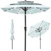 3-Tier Solar Patio Umbrella w/ LED Lights, Tilt Adjustment, Crank - 10ft - Thumbnail 1