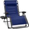 Oversized Padded Zero Gravity Chair, Folding Recliner w/ Headrest, Side Tray - Thumbnail 1