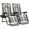 Set of 2 Adjustable Zero Gravity Patio Chair Recliners w/ Cup Holders - Thumbnail 1