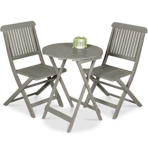 3-Piece Acacia Wood Bistro Set w/ Folding Table, 2 Chairs - Lot 7415
