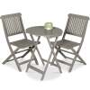 3-Piece Acacia Wood Bistro Set w/ Folding Table, 2 Chairs - Thumbnail 1