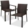 Set of 2 Stackable Wicker Chairs w/ Armrests, Steel Accent Furniture - Thumbnail 1