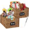 Set of 2 Water Hyacinth Pantry Baskets w/ Chalkboard, Marker - 16in - Thumbnail 1