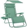 Folding Zero Gravity Recliner Patio Lounge Chair w/ Canopy, Side Tray - Thumbnail 1