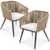Set of 2 Outdoor Woven Wicker Patio Dining Chairs, 250lb Capacity - Thumbnail 1