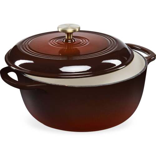 Cast-Iron Dutch Oven Kitchen Cookware w/ Enamel, Handles - 6qt - Lot 7454