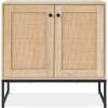 2-Door Rattan Storage Cabinet Accent Furniture for Living Room w/ Foot Pads - Thumbnail 1