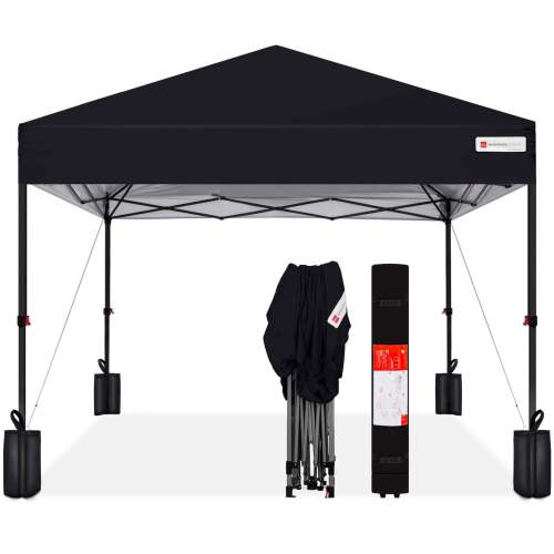 One-Person Setup Instant Pop Up Canopy w/ Case, 4 Weight Bags - 10x10ft - Lot 7475