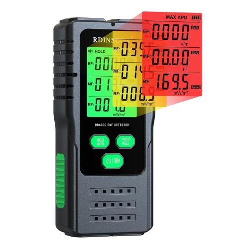 EMF Detector – 3-in-1 Electromagnetic Radiation Meter for AC Magnetic, AC Electric & Microwave Fields – Handheld EMF Reader for Home, Office & Smart Meters, Ideal for Non-Professional Users - Lot 7502