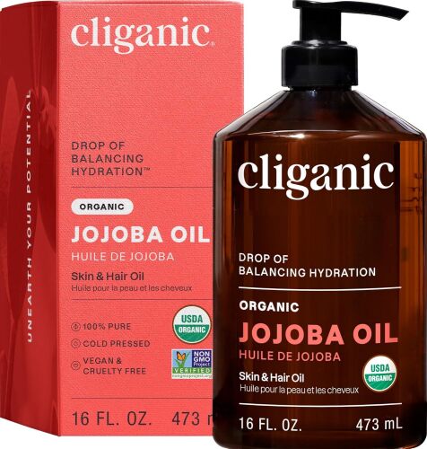 Organic Jojoba Oil 16 oz, 100% Pure | Bulk, Natural Cold Pressed Unrefined Hexane Free for Hair & Face | Base Carrier Oil - Lot 7535